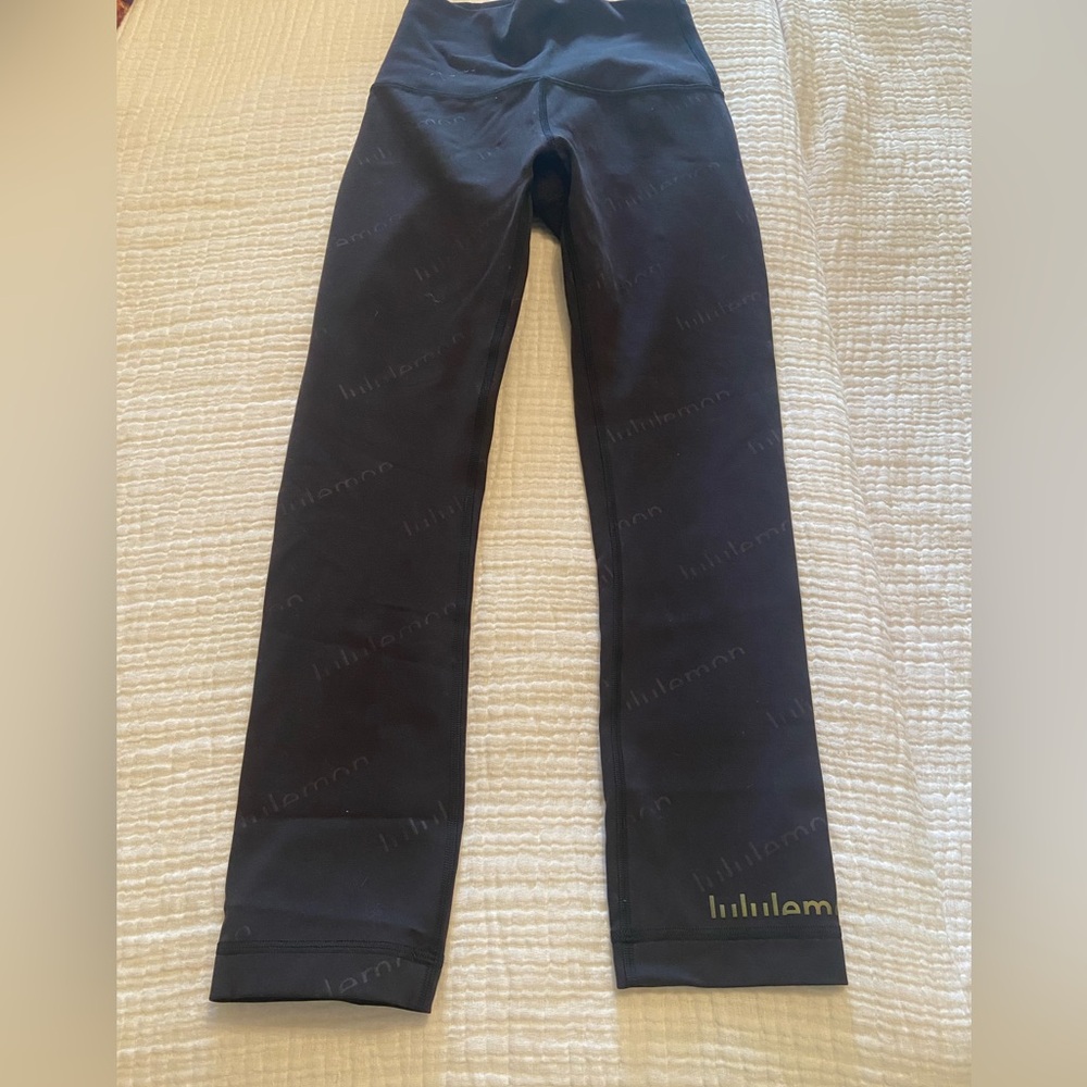 Lululemon align leggings black special edition embossed with gold logo size 2